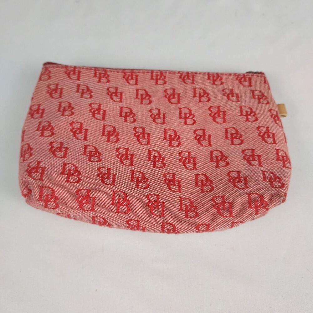 Dooney & Bourke Womens Signature Canvas Coin Purse Red Zip Pouch DB